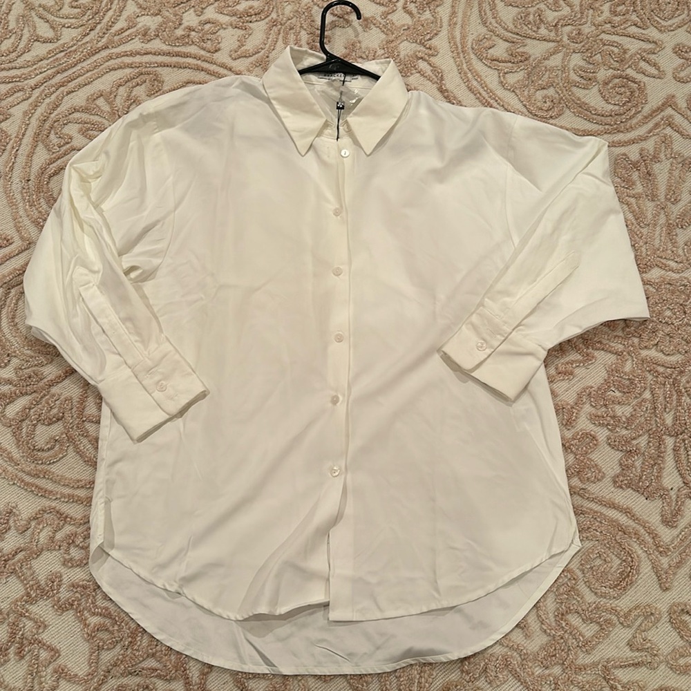 NWT Molly Bracken Oversized White Button Down XS
